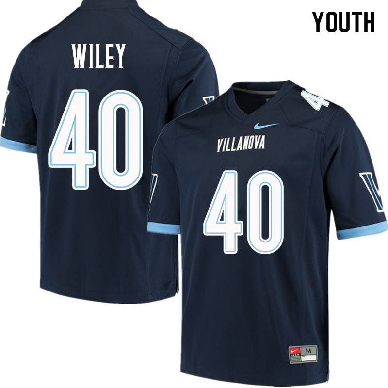 Youth #40 Jeff Wiley Villanova Wildcats College Football Jerseys Sale-Navy